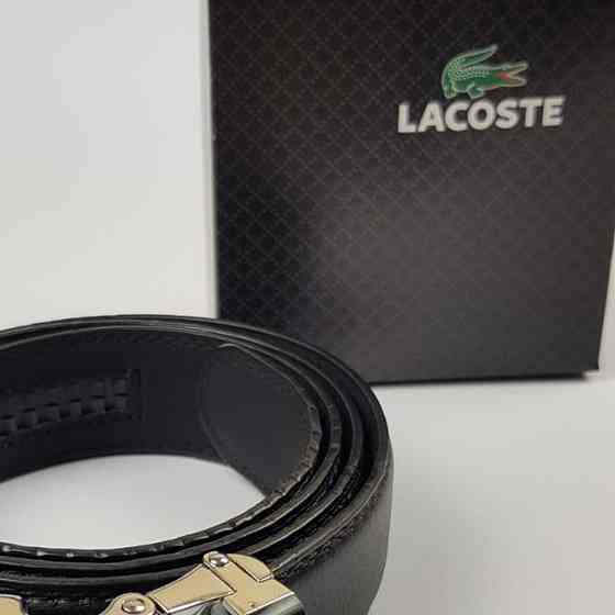 Ремень мужской из эко кожи Lacoste Лакоста автоматический, пояс в подарочной коробке, черный MasterSem Киев