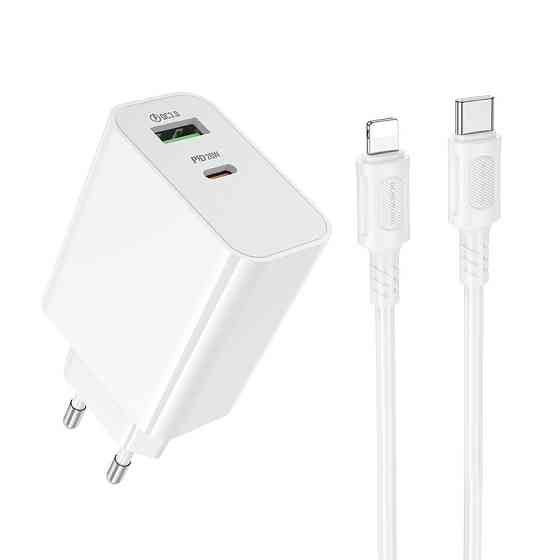 Мережевий зарядний пристрій з кабелем BOROFONE BA106A Stellar PD20W+QC3.0 charger set (C to iP) (EU) White Одеса