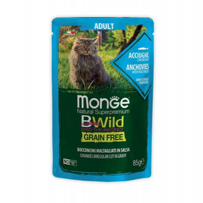Влажный корм для кошек Monge BWild Cat Free Wet с анчоусами и овощами 85 г (8009470012775) Винница - изображение 1