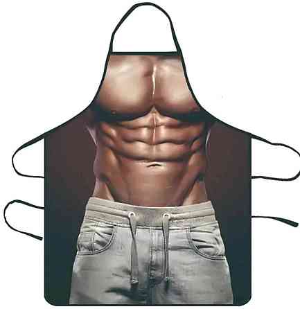Фартух з приколом чоловік в джинсах та голим торсом 80 на 60 см різнобарвний Київ