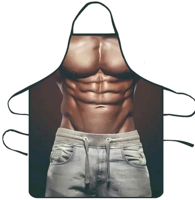 Фартух з приколом чоловік в джинсах та голим торсом 80 на 60 см різнобарвний Київ - фото 1