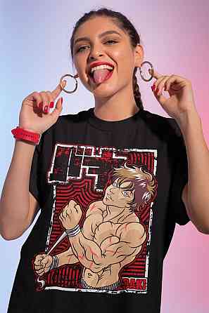 Футболка для мальчика аниме Баки Грапплер Баки Ханма оверсайз (рост от 165 до 180 ) Черний AnimeJ0503m Днепр