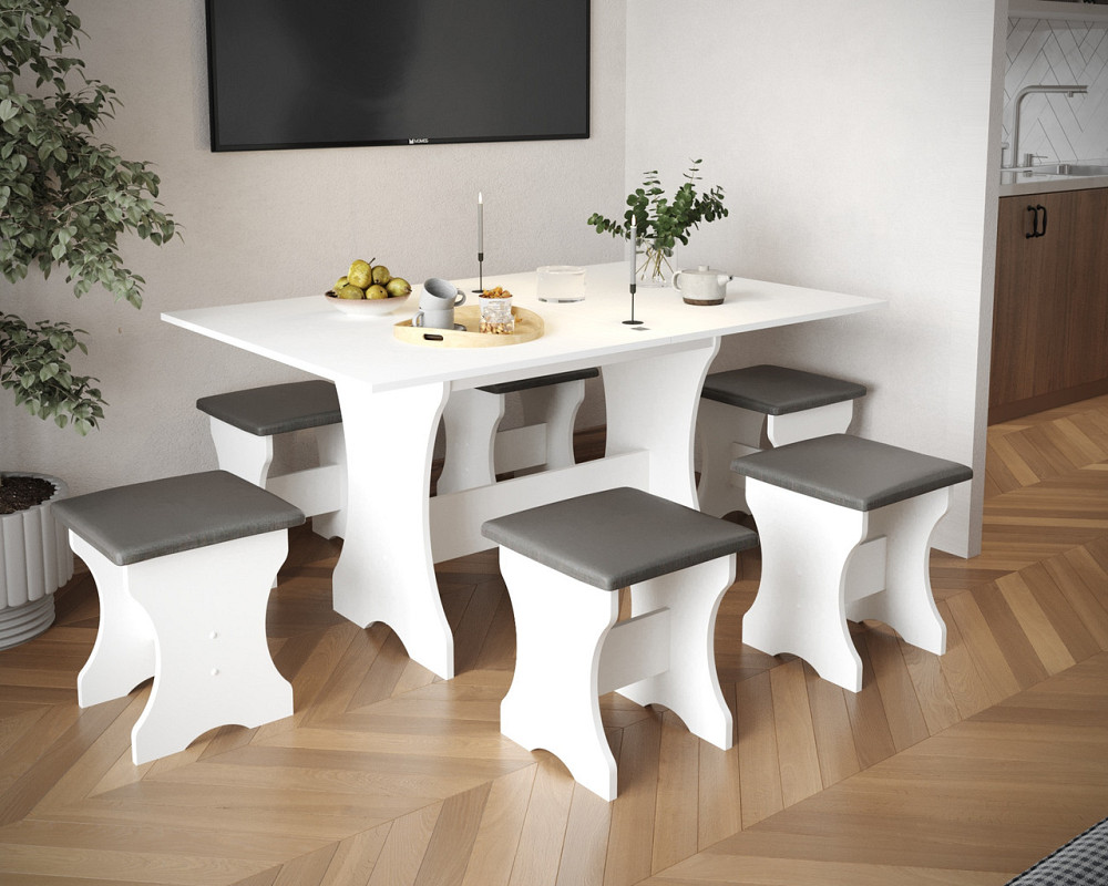 Табуретка з м'яким сидінням, табурет на кухню 35х35х44 см Тканина Дорандо (темний) / ДСП Білий Львів - фото 4