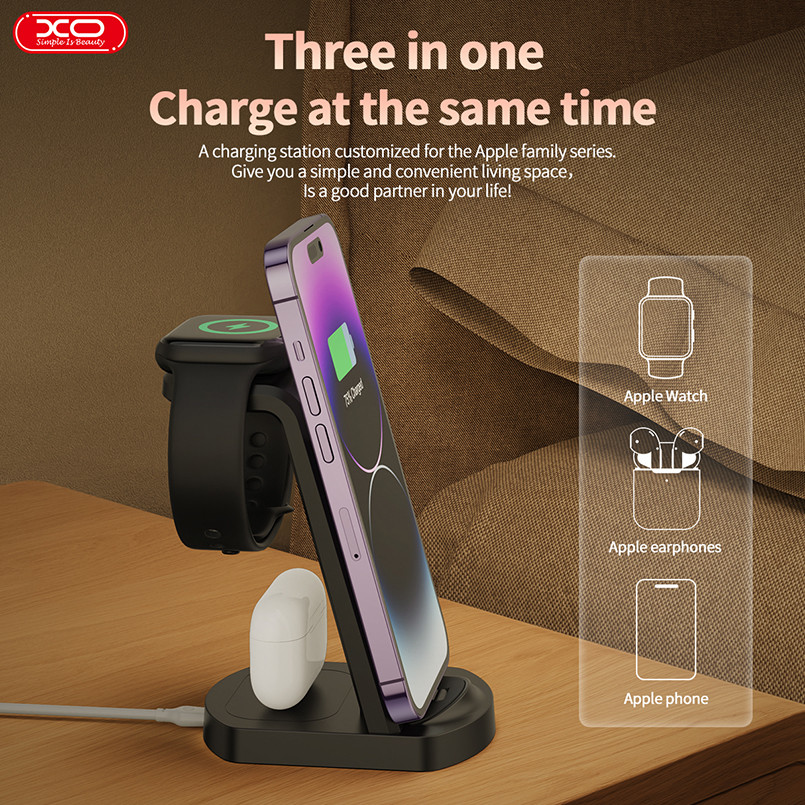 Бездротовий зарядний пристрій XO WX035 3в1 Watch Charger + Lightning + TWS Львів - фото 18