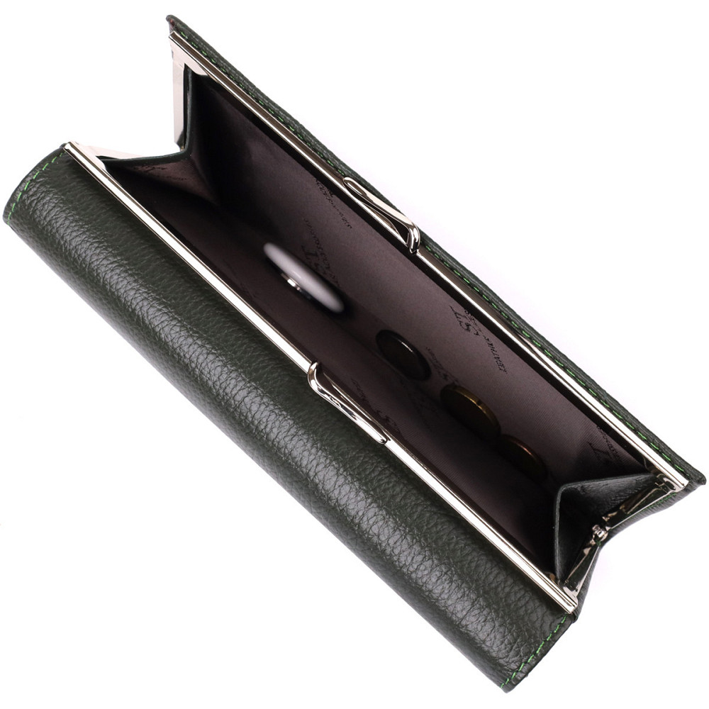 Стильний гаманець для жінок з монетницею із натуральної шкіри ST Leather 23106 Зелений Київ - фото 7