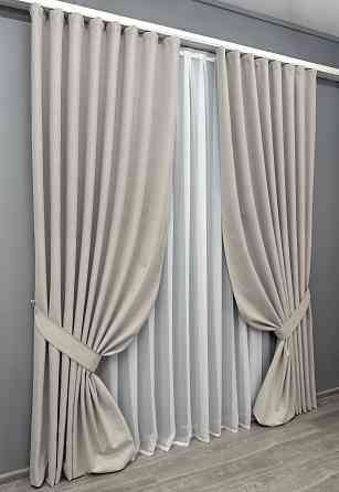 Комплект готових штор VR-Textil Блекаут двосторонній ASHEN NIGHT № 1842ш Попелястий 150х270 см 2 шт (33-0877) Київ