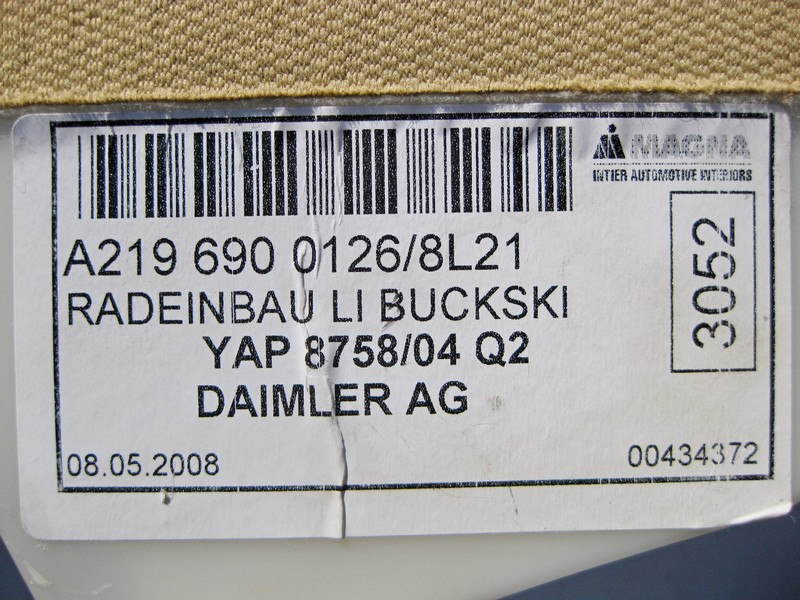 Mercedes-Benz  A2196900126 8L21 Внутрішня бежева накладка задньої лівої колісної арки CLS C219 Одесса - изображение 3