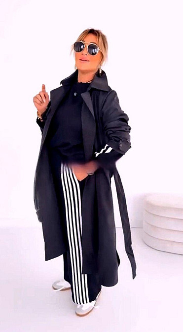 Жіночий теплий костюм-двійка батал із лампасами пума плюш Чорний, 56/58 Одеса - фото 3