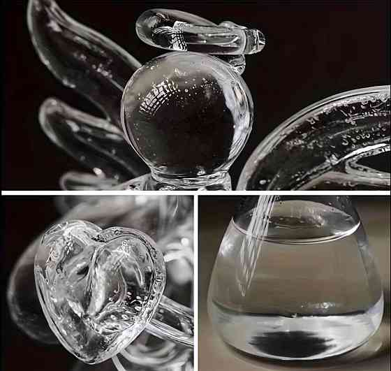 Стеклянная ваза ангел для цветов 9 см декоративная мини ваза для одного цветка прозрачная ваза сувенир стеклянный ангел Киев