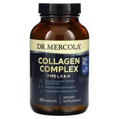 Вітамінно-мінеральний комплекс Dr. Mercola Комплекс колагену, 1, 2 та 3 типу, Collagen Complex, Type I, II &amp; III, 90 т (MCL-03838) Вінниця