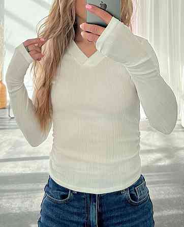 Стильний жіночий лонгслів "поло" з коміром Білий, 46/48 Одеса