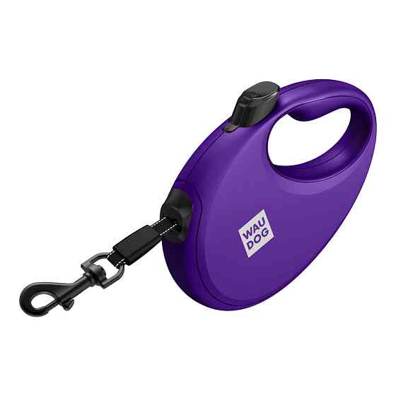 Поводок-рулетка для собак WAUDOG R-leash с контейнером для пакетов, светоотражающая лента, S, до 12 кг, 3 м, фиолетовый Киев