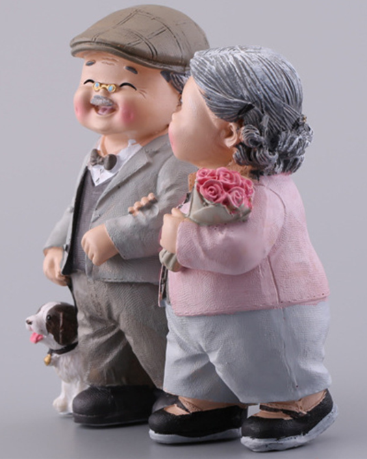 Фігурка Щаслива пара. Бабуся з Дідусем та собачкою для інтер'єру та саду. Полістоун 12 см Одеса - фото 5