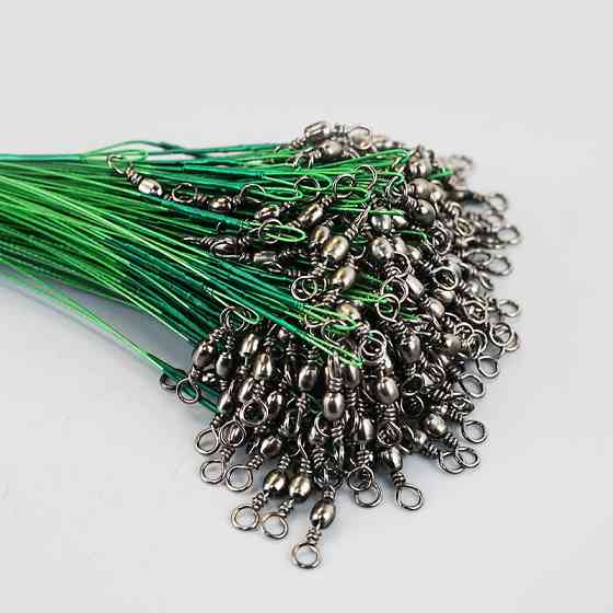 Поводки для рыбалки стальные 20 см, 20 шт с застежкой Киев