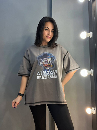 Футболка женская LADY YEP 0125 оверсайз вареные швы рисунок Скрудж one size шоколад, шоколад, one si Одесса - изображение 3
