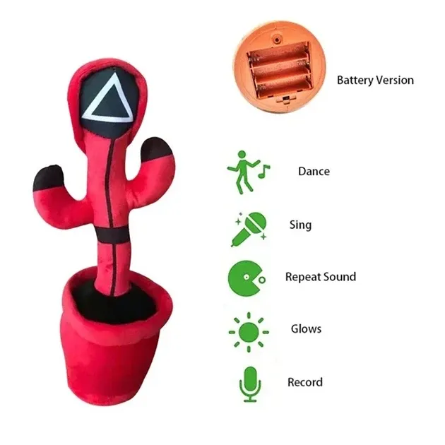 Танцующий кактус-КАЛЬМАР поющий Dancing SQUID, 120 песен, LED-подсветка, интерактивная игрушка Одесса - изображение 2