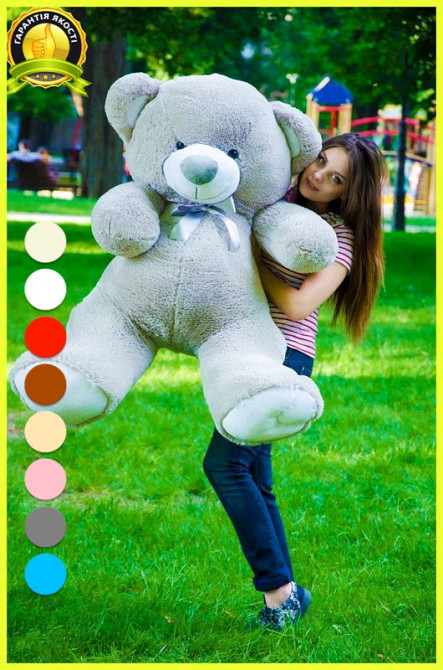 Плюшевий ведмедик М'яка іграшка Томии 150 см Сірий Тернопіль - фото 2