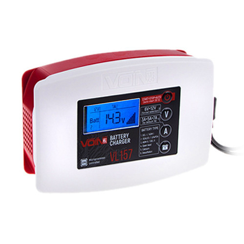 Импульсное зарядное устройство VOIN VL-157 6/12В 3-7А с LCD, 3-120 Ач Харьков - изображение 1