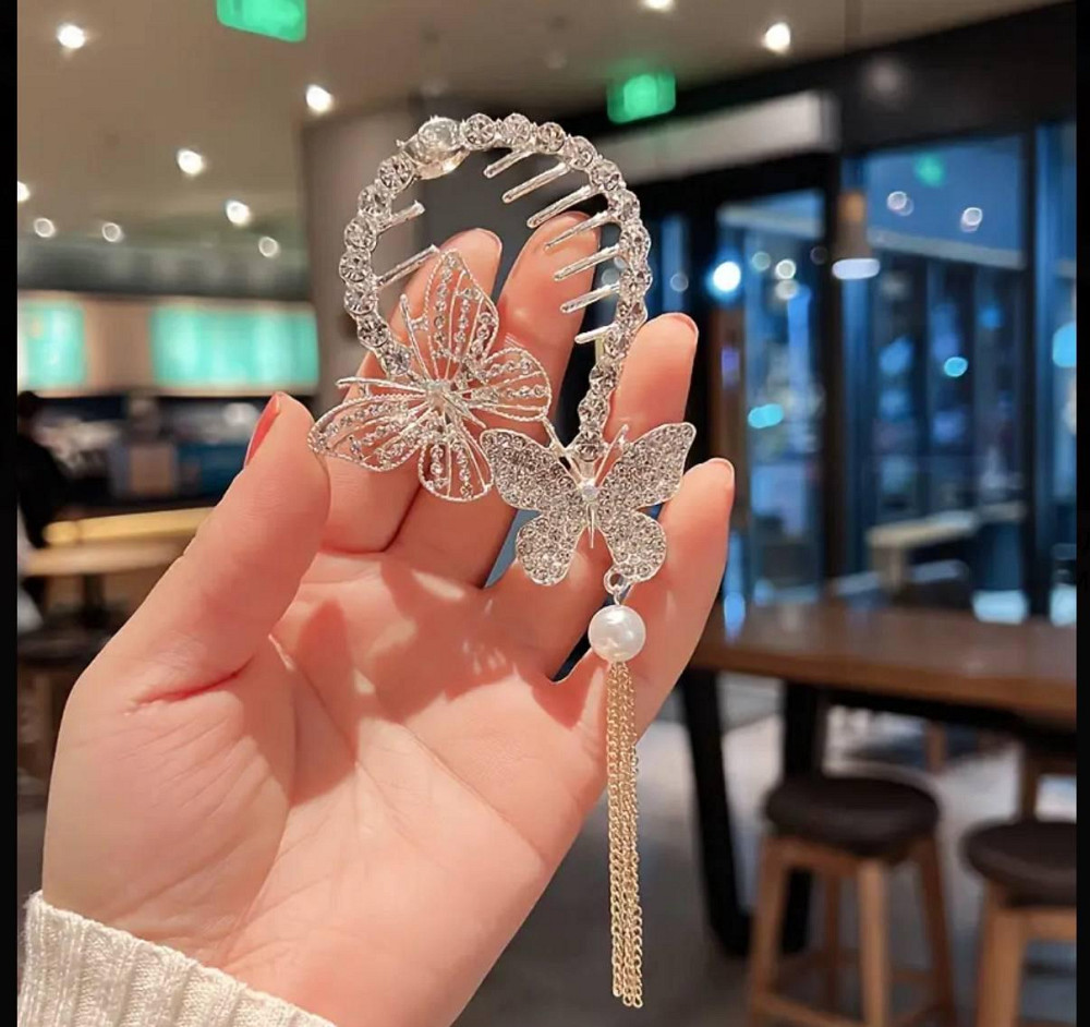 Декоративный гребень для волос с бабочками и подвеской Киев - изображение 2