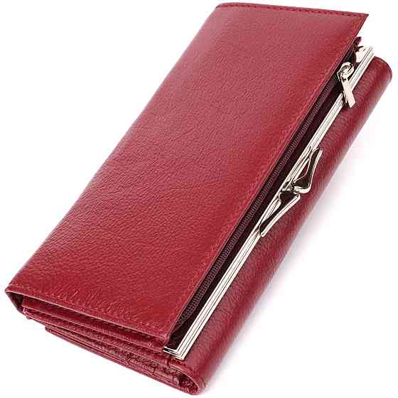 Модный женский кошелек на магнитах из натуральной кожи ST Leather 23113 Бордовый Киев