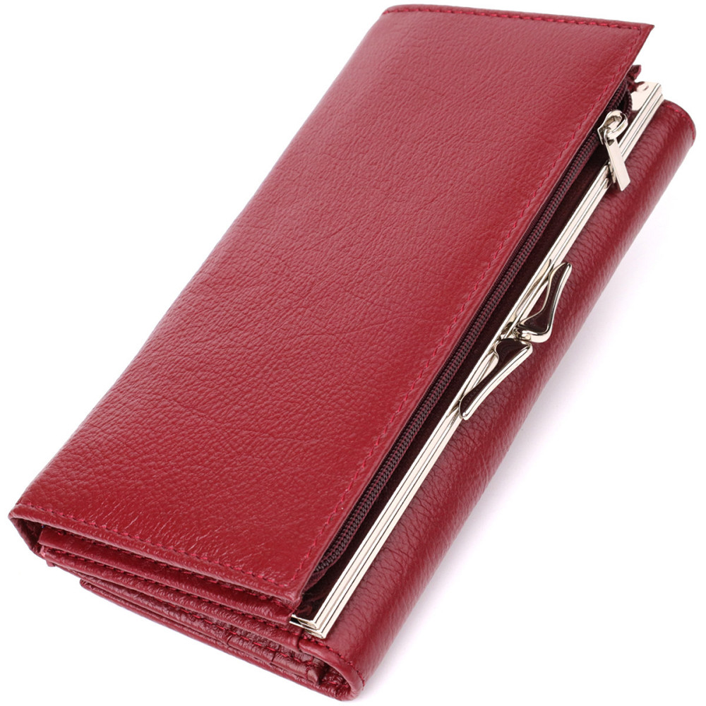 Модный женский кошелек на магнитах из натуральной кожи ST Leather 23113 Бордовый Киев - изображение 2