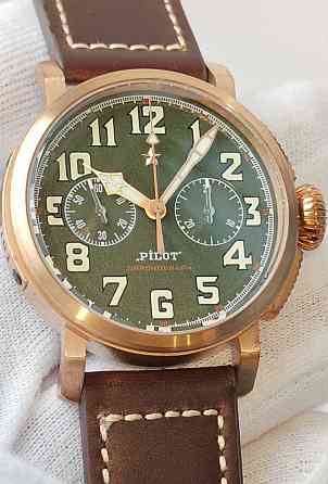 Мужские часы Pilot Bronza Chronograph Mechanical 42mm 100m Sapph. Киев