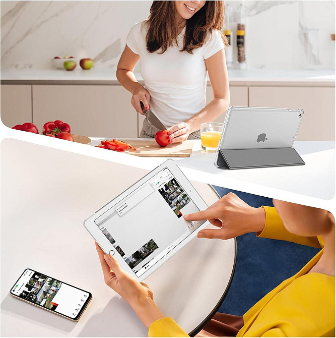 Чохол для iPad Air 2 2014, iPad Air 2013 9.7", ультратонкий, прозора задня панель, функція сну та пробудження, сірий Київ - фото 6