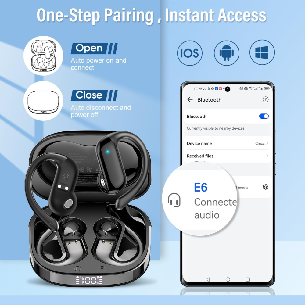 Беспроводные наушники Dusonlap E6 Bluetooth 5.4, открытые, Hi-Fi стерео, ENC, 32 ч, IPX7, для спорта и бега Киев - изображение 8