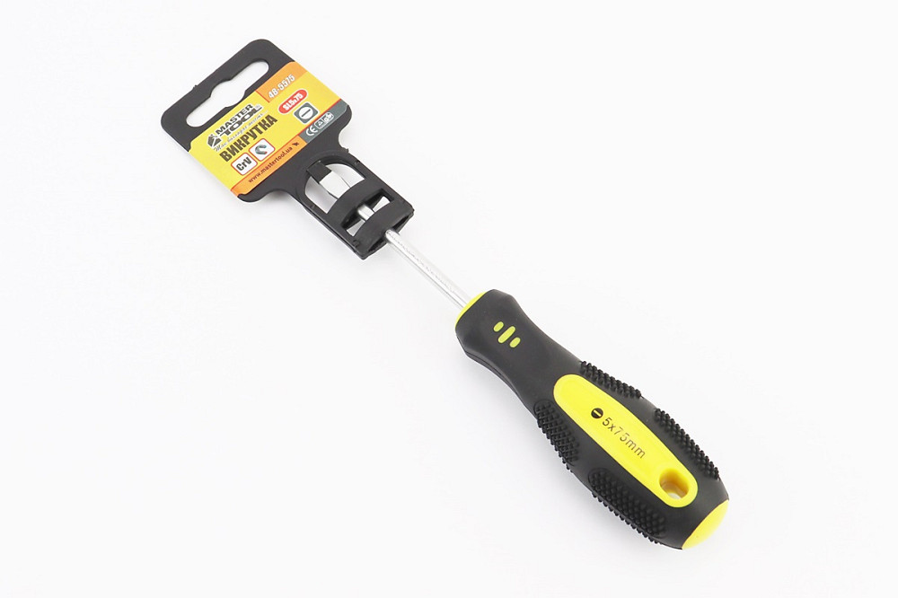 Викрутка магнітна шліцева SL5x 75мм ручка з TPR покриттям 48-5575 Київ - фото 1