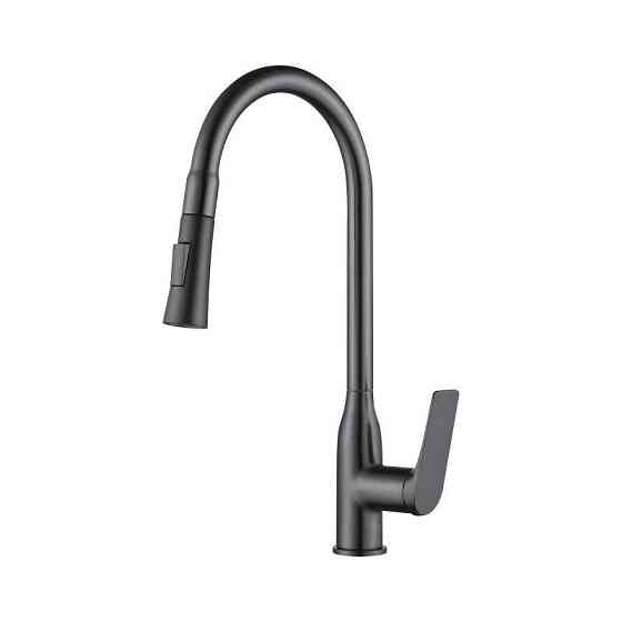 Змішувач для кухні Qtap Vlasta New з висувним виливом QTVLA344GMB45647 Gunmetal Black PVD графіт Київ