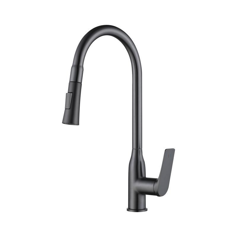 Змішувач для кухні Qtap Vlasta New з висувним виливом QTVLA344GMB45647 Gunmetal Black PVD графіт Київ - фото 1