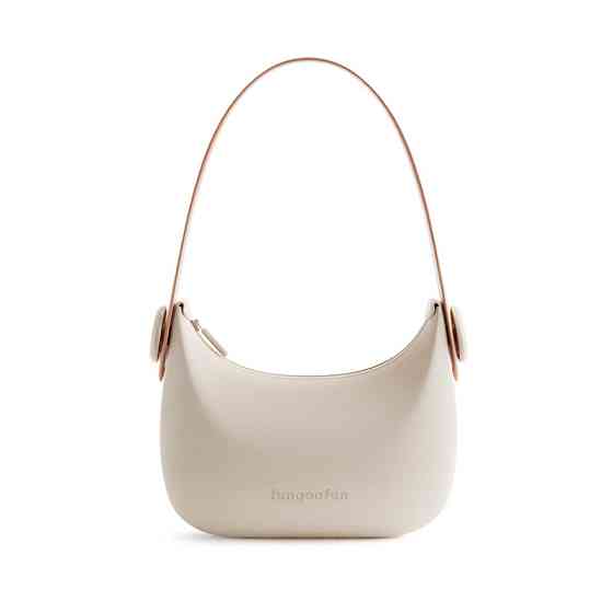 Сумочка силиконовая клатч женский на ремешке с ручками водонепроницаемая сумка Fungoofun на молнии, бежевая Каменец-Подольский