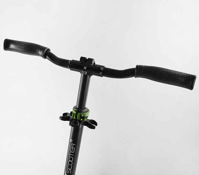 Самокат Best Scooter алюмінієвий передній амортизатор Чорний із зеленим (93427) Чернігів - фото 3