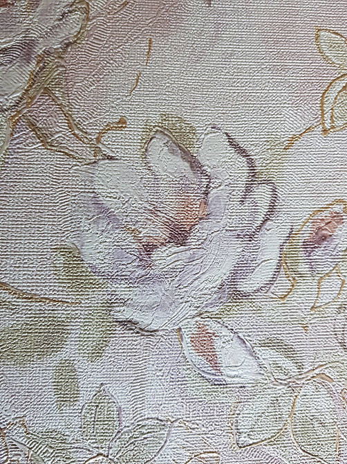 Шпалери метрові вінілові на флізелін Grandeco Poem квіти троянди структурні бузкові зелені на рожевому Київ - фото 4