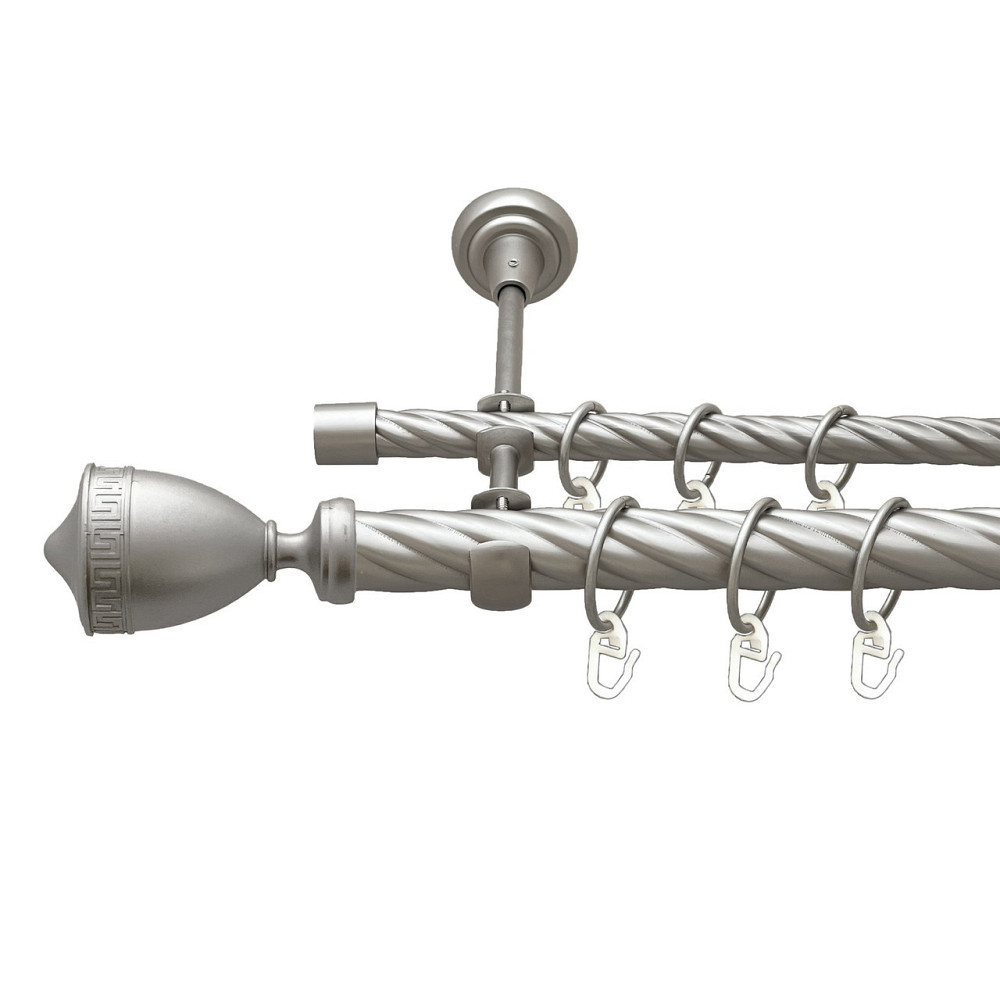 Карниз Orvit Афіна металевий дворядний відкритий скручена труба кільце металеве Сатин 25\16 мм 200 см (00-00023509) Львів - фото 1