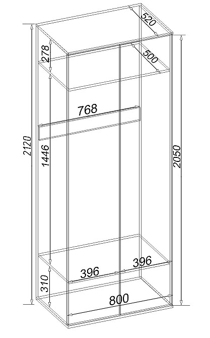 Шкаф для одежды Hugo H-1, Дуб Шамоні Світлий, 800/520/2120 Львов - изображение 2