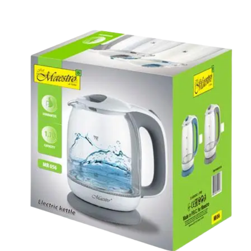 Електрочайник 1,7л 1850-2200W скло (диск) блакитний MR-056-BLUE Maestro Житомир - фото 3