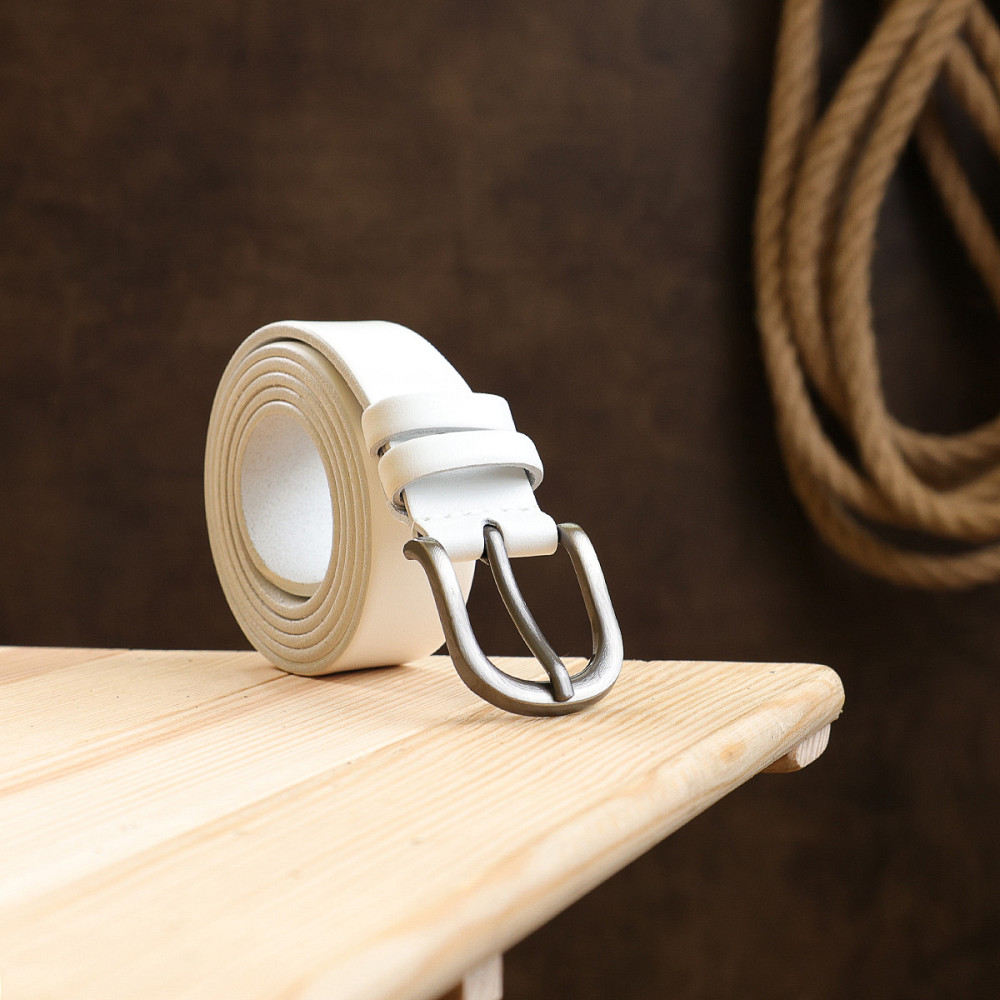 Сучасний гладкий жіночий ремінь Vintage 20788 Білий Київ - фото 8