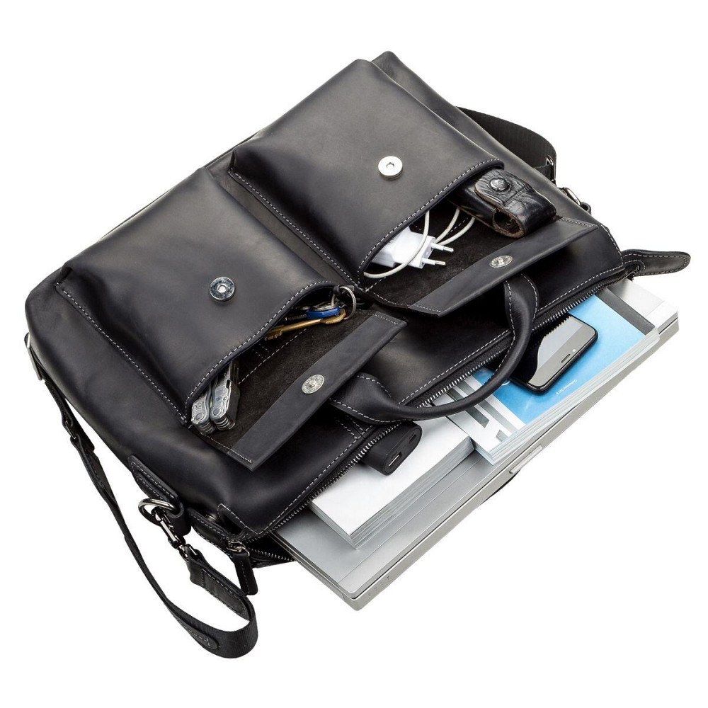 Сумка для ноутбука SHVIGEL 11111 шкіряна Чорна Київ - фото 5