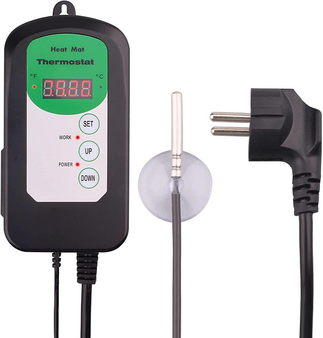 Цифровий термостатний регулятор RIOGOO для пророщування насіння, рослин, рептилій, ферментації, 20–42 °C, терморегулятор Київ - фото 1