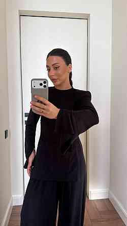 Жіночий стильний повсякденний костюм із віскози Чорний, 48/50 Одеса