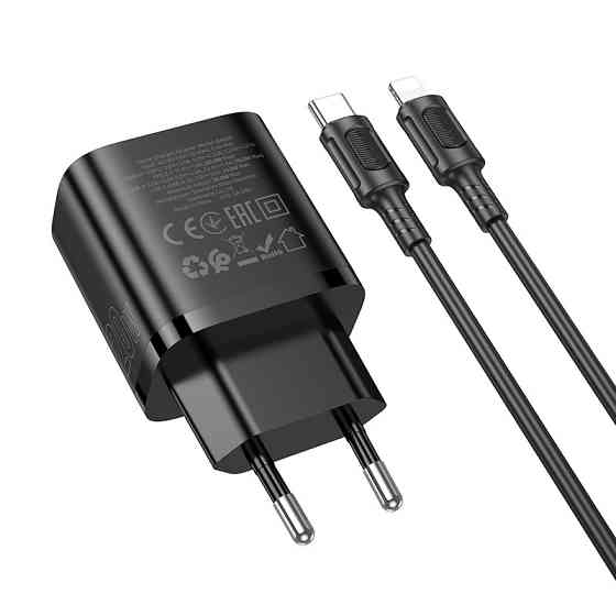 Сетевое зарядное устройство с кабелем BOROFONE BA83A Flare star PD20W+QC3.0 charger set(C to iP) Black Одесса