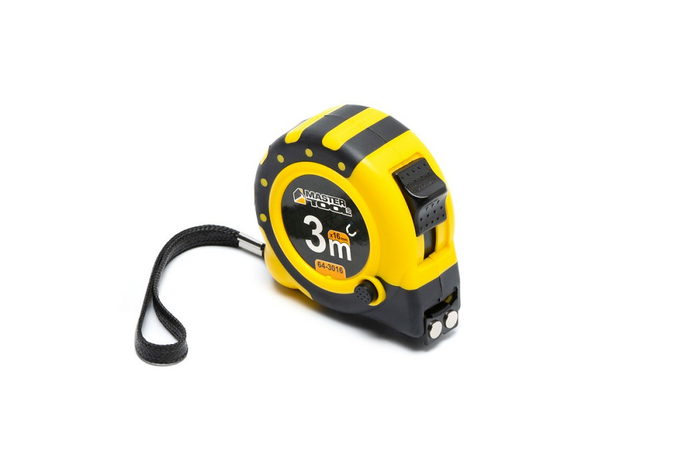 MASTERTOOL Рулетка MASTERTOOL 3 м×16 мм з магнітами 2 фіксатори кнопка STOP покриття TPR нейлон Киев - изображение 2