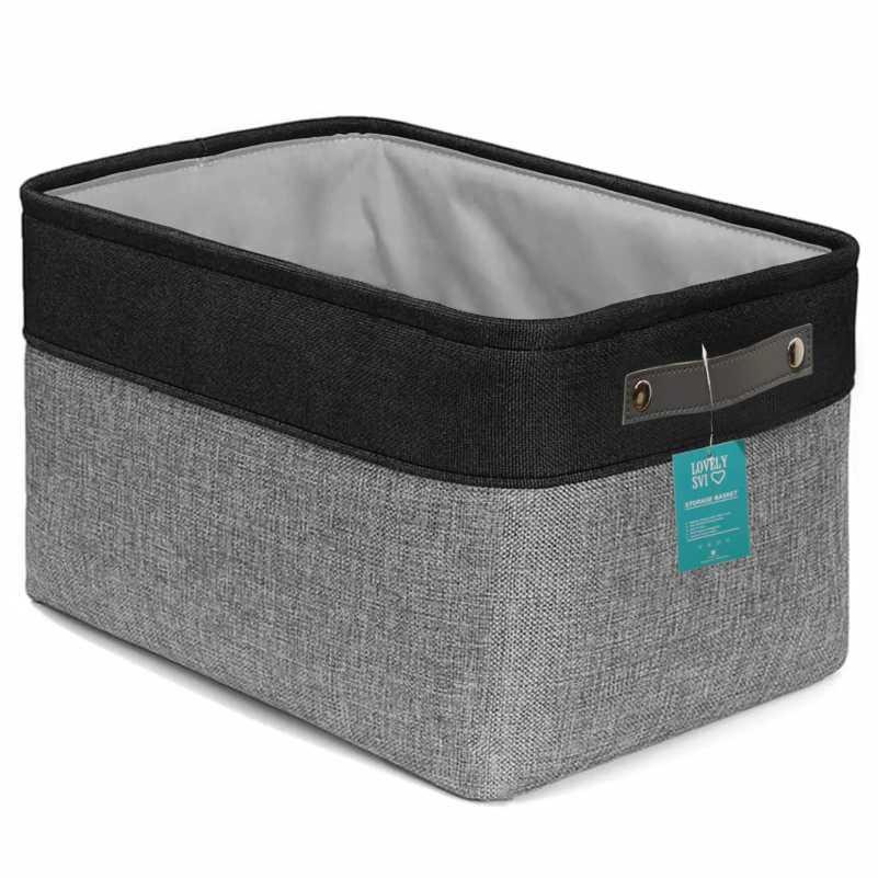 Корзина Органайзер Lovely Svi для зберігання білизни, одягу, косметики, дитячих іграшок 38×28×24 – Сіро- чорний Київ - фото 1