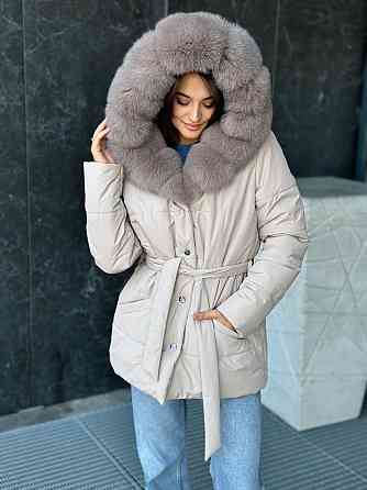 Жіночий пуховик Oslo з хутром фінського песця Бежевий, 46, Св.Соболь Харків