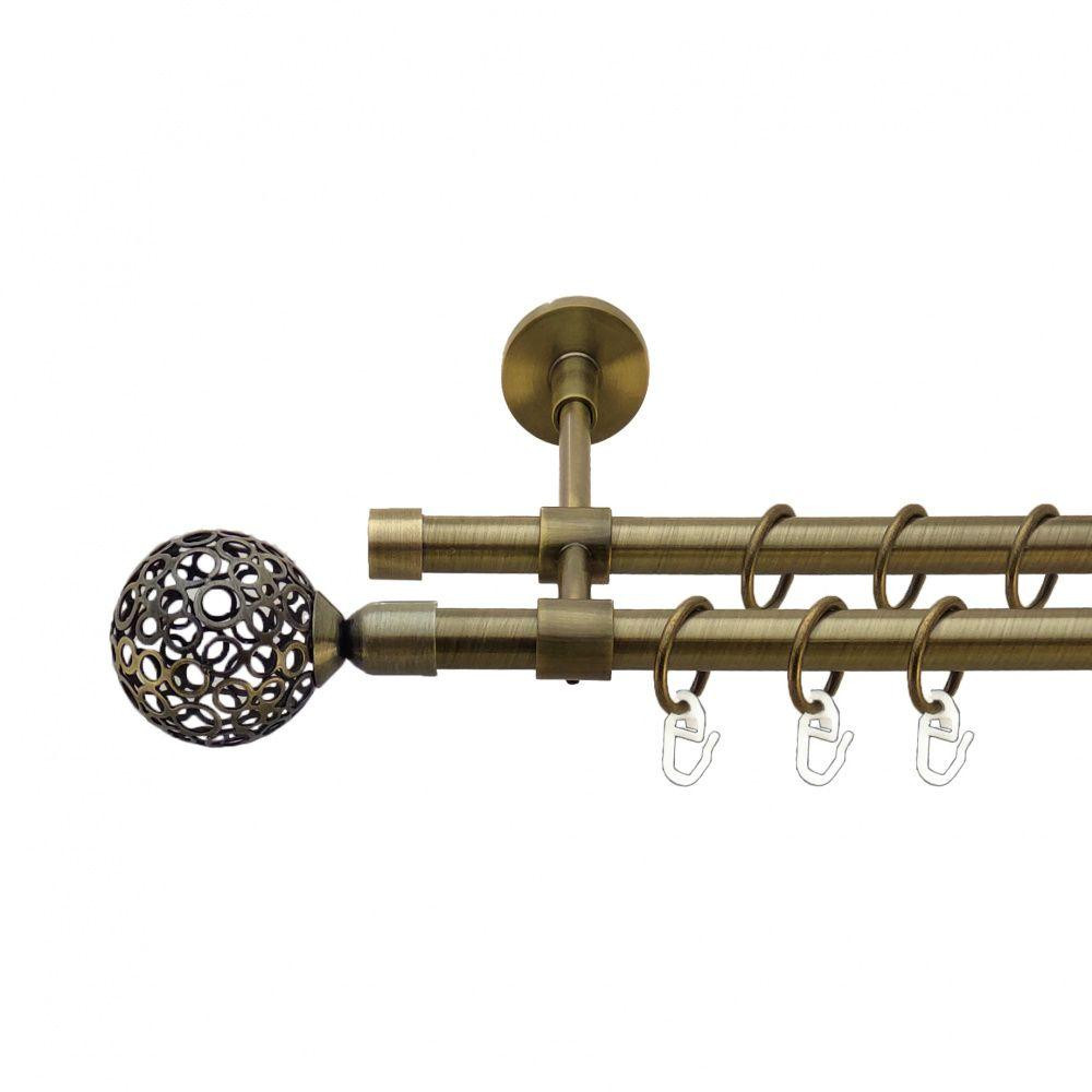 Карниз Orvit Савона металевий дворядний закритий гладка труба кільце металеве Антик 16\16 мм 300 см (7329462) Львів - фото 1