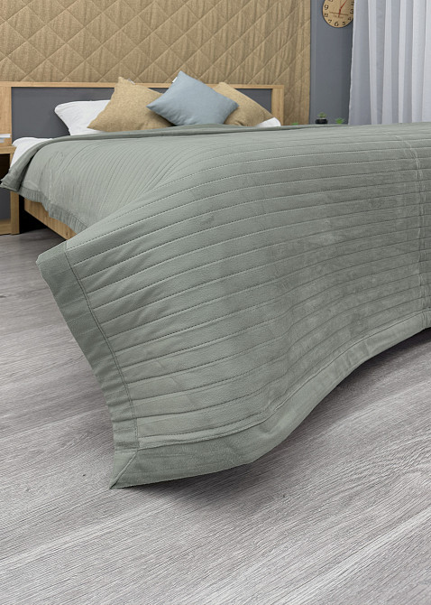 Покривало велюрове Кing Size 220х240 см колір болотний (85-207) Київ - фото 6