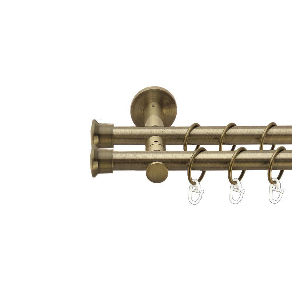 Карниз Orvit Дуо металевий дворядний реверсивний гладка труба кільце металеве Антик 19\19 мм 200 см Львов - изображение 1