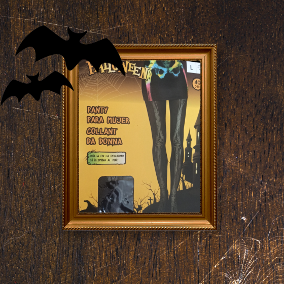 Колготки-скелети на Хелловін принт світиться в темряві 40 den розмір L 46-48 чорний Київ