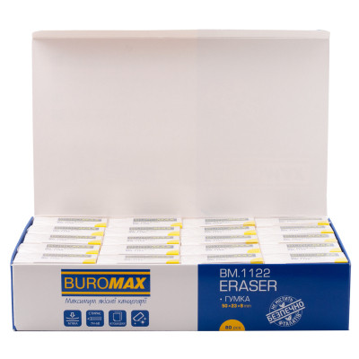 Ластик Buromax прямоугольная, 50x23x9 мм, мягкий пластик, в инд. бумаж. обертке, белая (BM.1122) Винница - изображение 2